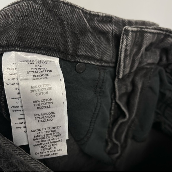 Good American 90s Trouser Jeans 25 Washed Black High Rise Vintage Retro Baggy - Picture 11 of 15
